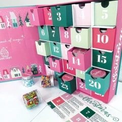 Custom Printing Christmas 25 Days Advent Calendar Gift Box Packaging Paper Magnet Gift Box