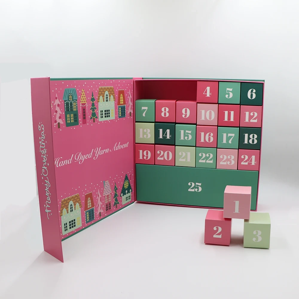 Customized Printing Magnet Luxury Mystery Christmas 25 Days Advent Calendar Gift Box Packaging Paper Gift Box
