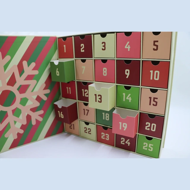 Customized Magazine Christmas Advent Calendar Box Paper Packaging Printing Luxury Mystery Gift Box with 25 Small  Box