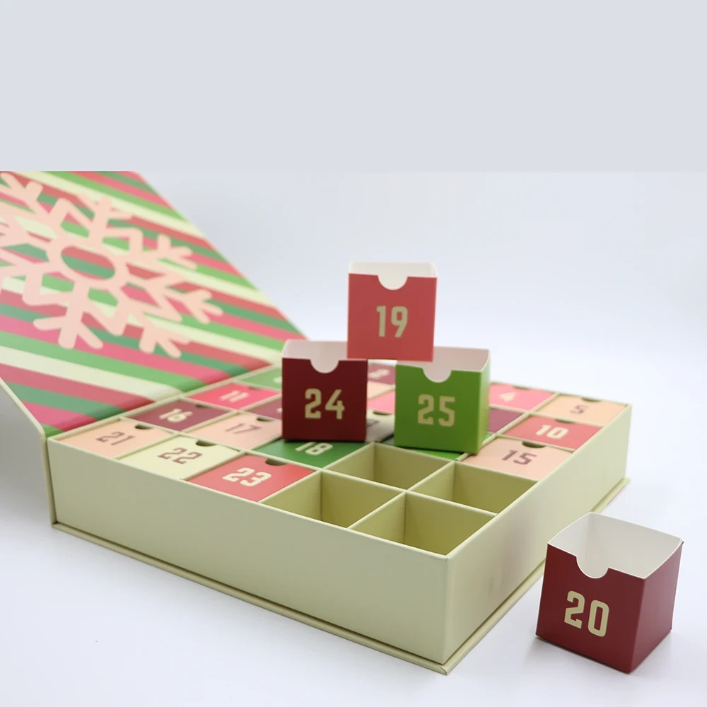 Customized Magazine Christmas Advent Calendar Box Paper Packaging Printing Luxury Mystery Gift Box with 25 Small  Box