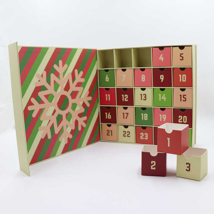Customized Magazine Christmas Advent Calendar Box Paper Packaging Printing Luxury Mystery Gift Box with 25 Small  Box