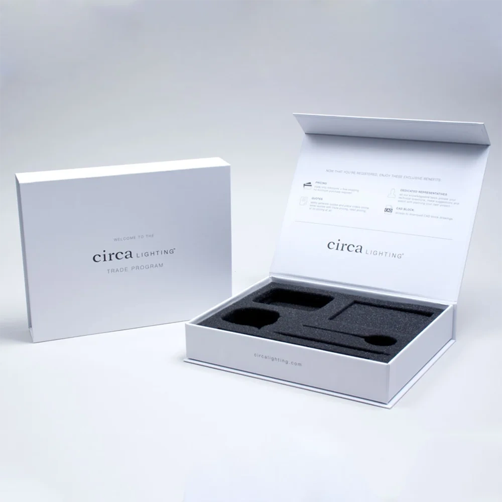 Luxury Recyclable Magnetic Gift Box Custom Logo Rigid Cardboard Packaging for Cosmetic Perfume Sponge Lining Embossed Printing