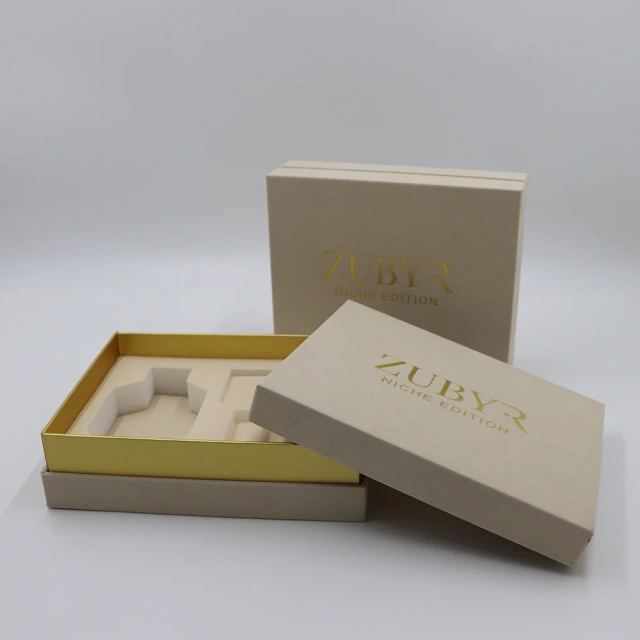 Custom Luxury High Quality Flannel Lid Base Perfume Box Matt Lamination Cosmetic Gift Packaging Paper Box Flannel Sponge Lining