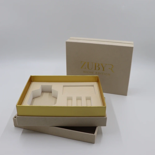 Custom Luxury High Quality Flannel Lid Base Perfume Box Matt Lamination Cosmetic Gift Packaging Paper Box Flannel Sponge Lining