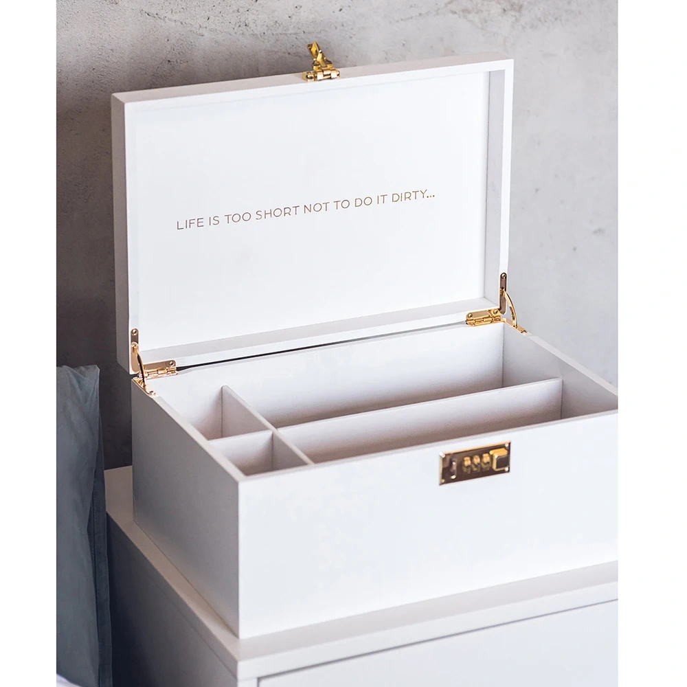 Customized Luxurious MDF Rectangle Storage Box with Code Lock Adult Products Packaging Sexy Valentine's Day Gift Idea