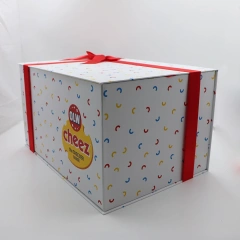 Custom Wholesale Luxury Big Snack Gift Box Custom Design Cheez Snacks Food Packaging Cardboard Box with Ribbon