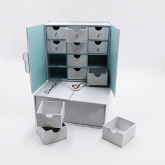 Custom Gift 12 Day Countdown Cosmetics Beauty Advent Calendar Box Empty Paper Wrapped Christmas Jewelry Drawer Calendar Box
