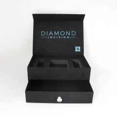 Customized High Quality Luxury Double Layer Flannel Box Drawer Magnet Cosmetic Gift Box with Hot Stamping Logo