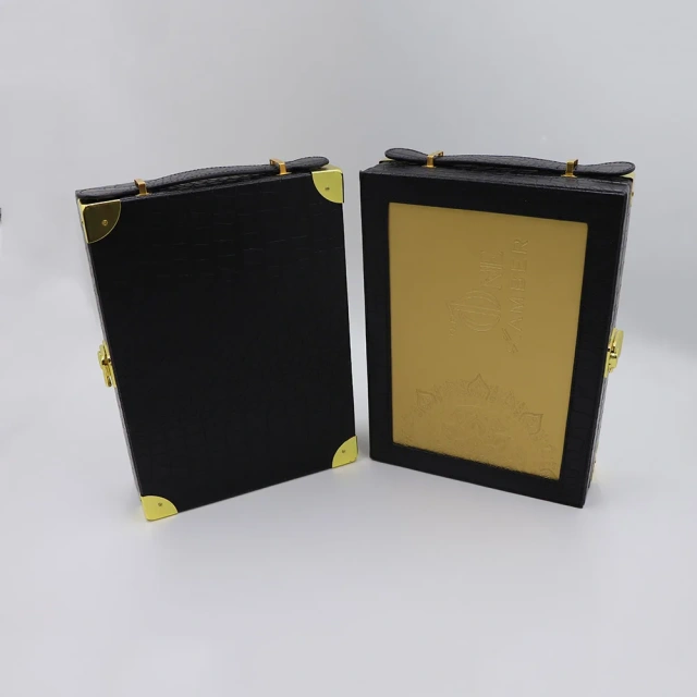 Customized Luxurious Rectangle Jewelry PU Leather Gift Box with Stamping Embossing Logo Hardware Locks Flannel Lining