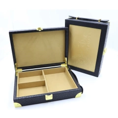 Customized Luxurious Rectangle Jewelry PU Leather Gift Box with Stamping Embossing Logo Hardware Locks Flannel Lining