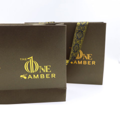 Custom Size Wholesale Special Kraft Paper Bag Custom Print Stamping Logo Shopping Paper Bag with Ribbon Handles