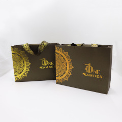 Custom Size Wholesale Special Kraft Paper Bag Custom Print Stamping Logo Shopping Paper Bag with Ribbon Handles