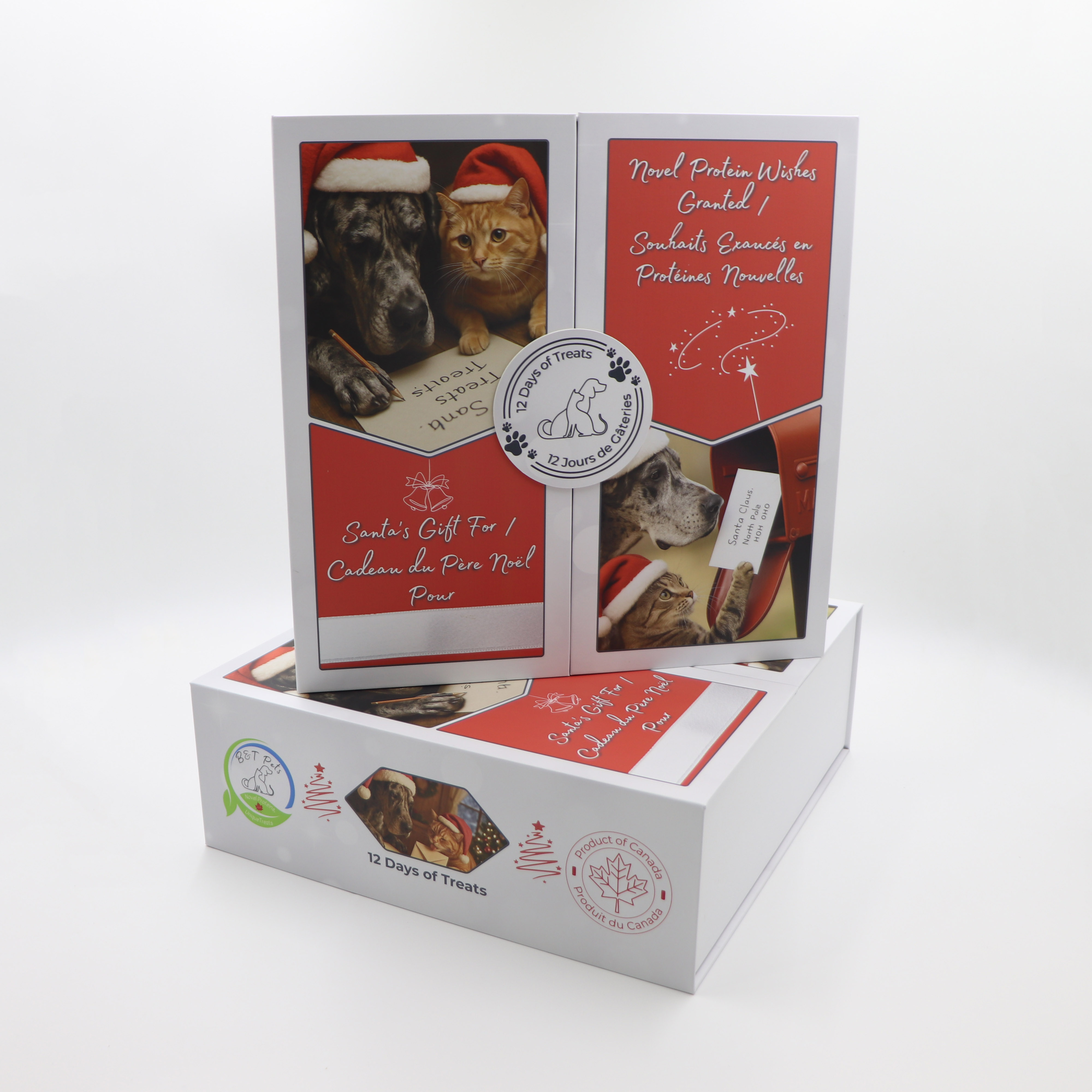 Custom Luxury Christmas Pet Gift Rigid Paper Advent Calendar Boxes with Embossing Recycled Materials Magnet Closure