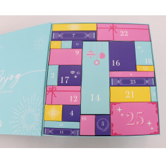 Custom Printed Christmas 25 Days Advent Calendar Magnet Gift Box Embossed and Matt Laminated Paper Packaging Gift Box