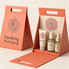 Custom Logo Flat Handheld Rigid Cardboard Magnetic Gift Packaging Box with Sponge Liner and Matt Lamination for Beauty Cosmetics