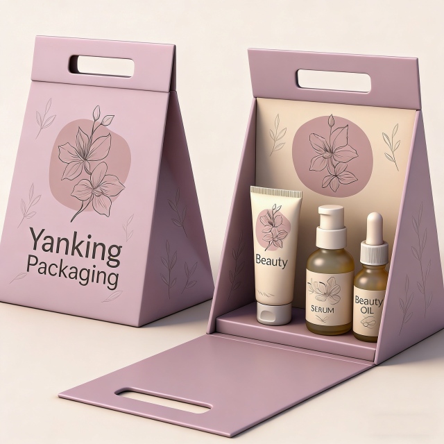 Custom Logo Flat Handheld Rigid Cardboard Magnetic Gift Packaging Box with Sponge Liner and Matt Lamination for Beauty Cosmetics