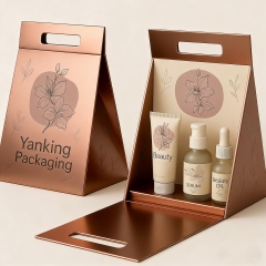 Custom Logo Flat Handheld Rigid Cardboard Magnetic Gift Packaging Box with Sponge Liner and Matt Lamination for Beauty Cosmetics