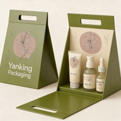 Custom Logo Flat Handheld Rigid Cardboard Magnetic Gift Packaging Box with Sponge Liner and Matt Lamination for Beauty Cosmetics