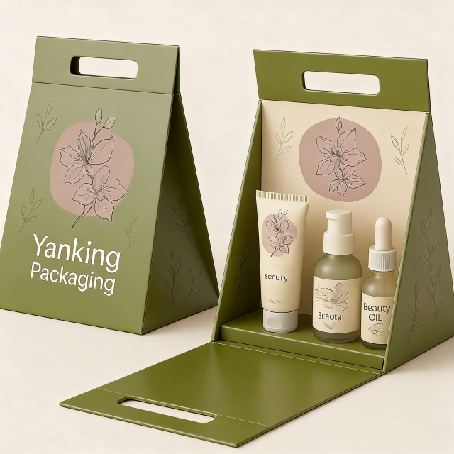 Custom Logo Flat Handheld Rigid Cardboard Magnetic Gift Packaging Box with Sponge Liner and Matt Lamination for Beauty Cosmetics