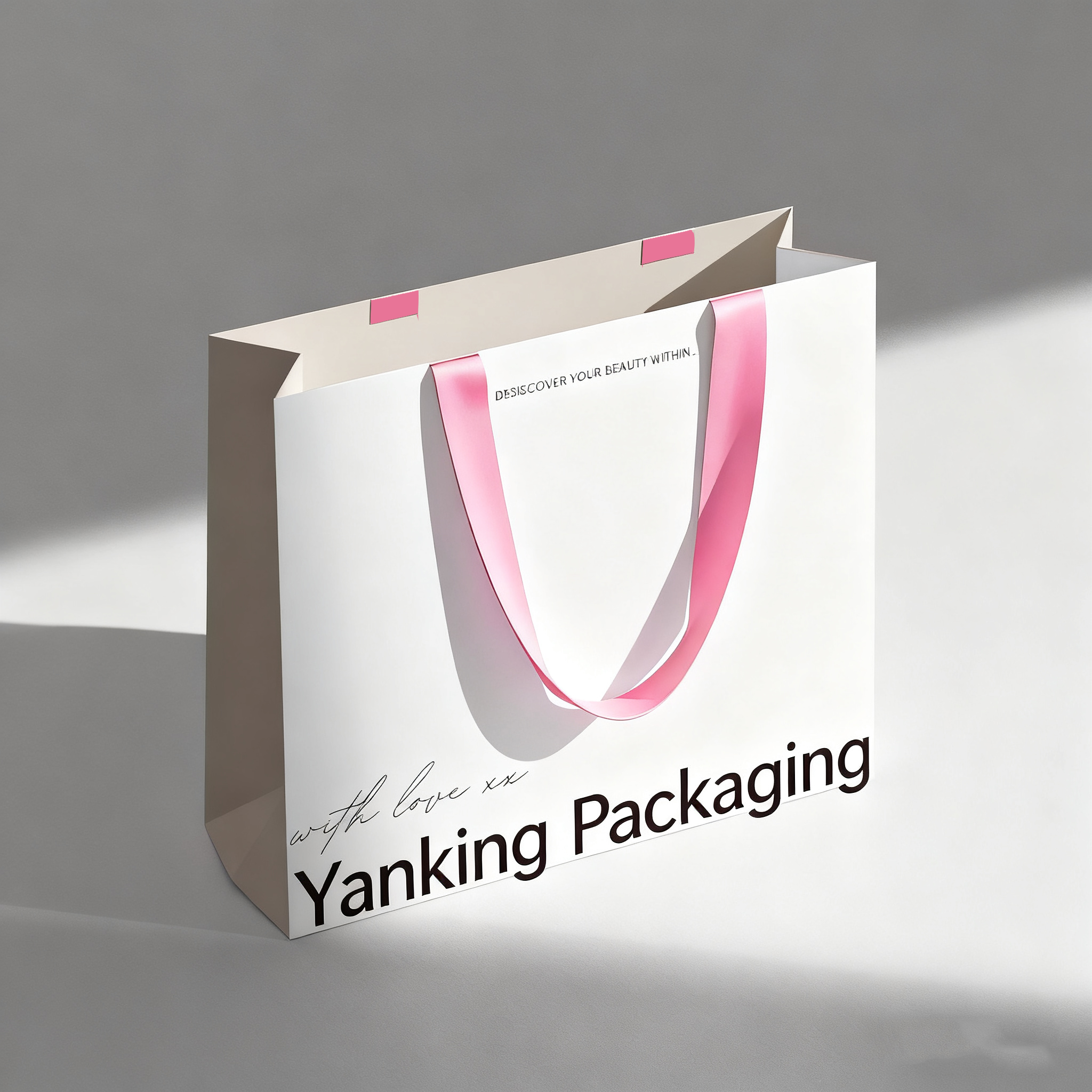 Custom Luxury Recyclable Gold Foil Matte Embossed Laminated Art Paper Ribbon Logo Large Medium White Gift Sturdy Offset Printed