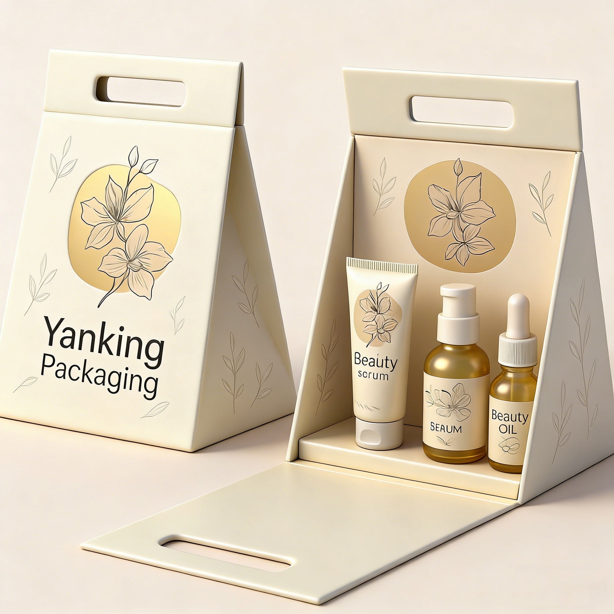 Custom Logo Flat Handheld Rigid Cardboard Magnetic Gift Packaging Box with Sponge Liner and Matt Lamination for Beauty Cosmetics