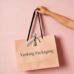 Custom Color Luxury Cosmetics Clothes Packaging Art Paper Bags Ribbon Handle Offset Printing Personalized