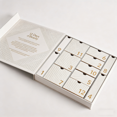Custom Printing Recycled Materials Beauty 12 Days Advent Calendar Rigid Gift Box with Magnetic Closure