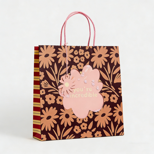 Custom Cosmetics Clothes Packaging Art Paper Bags with Ribbon Handle Offset Printing Recyclable Luxury Custom Shopping Bags