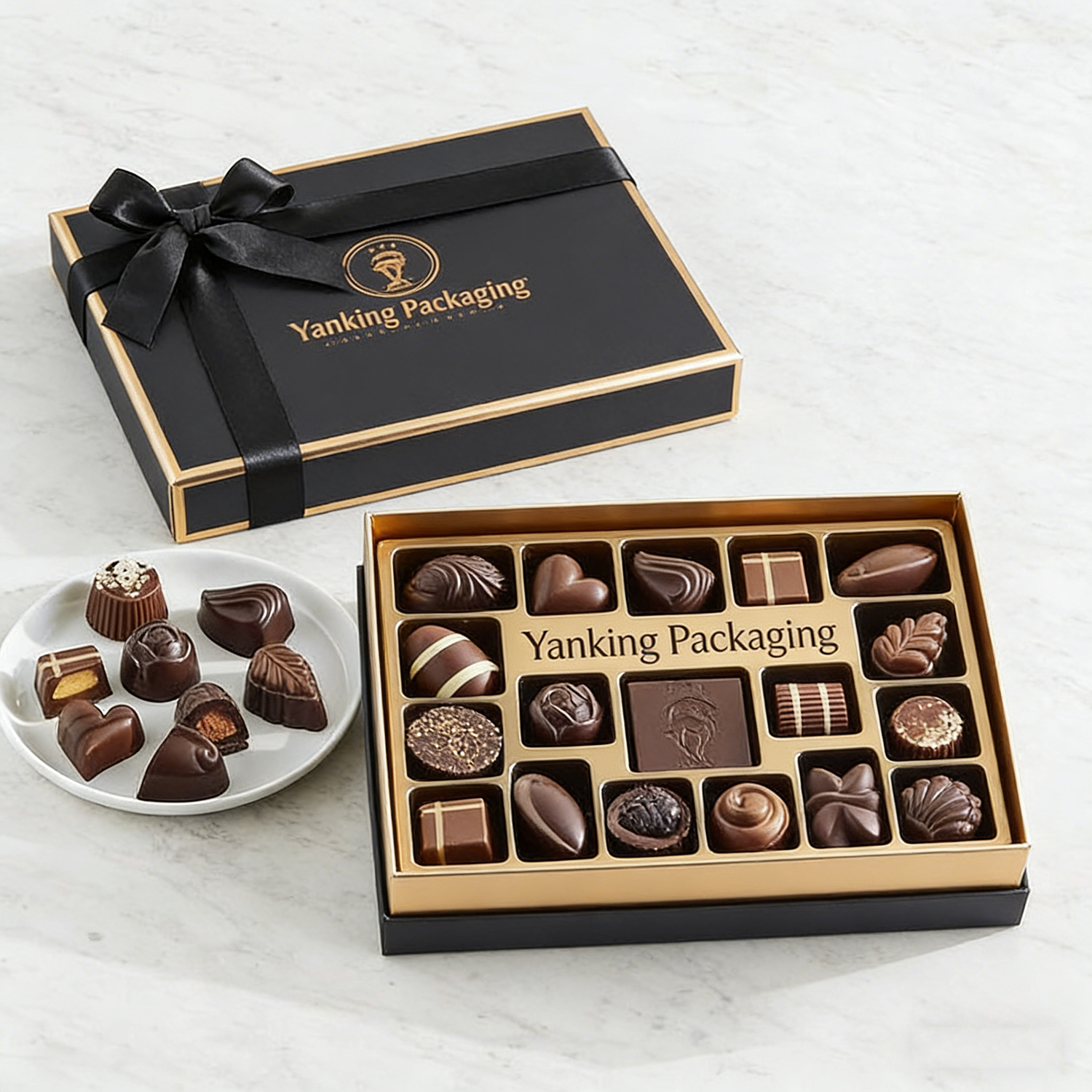 Custom Logo Eco Friendly Gold Foil Paper Chocolate Bar Packaging Box Gift Box Lid and Base Style Box Manufacturer