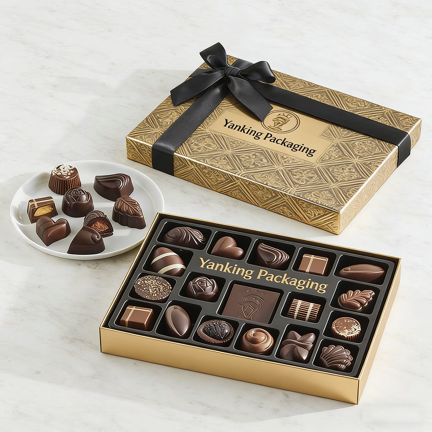 Custom Logo Eco Friendly Gold Foil Paper Chocolate Bar Packaging Box Gift Box Lid and Base Style Box Manufacturer