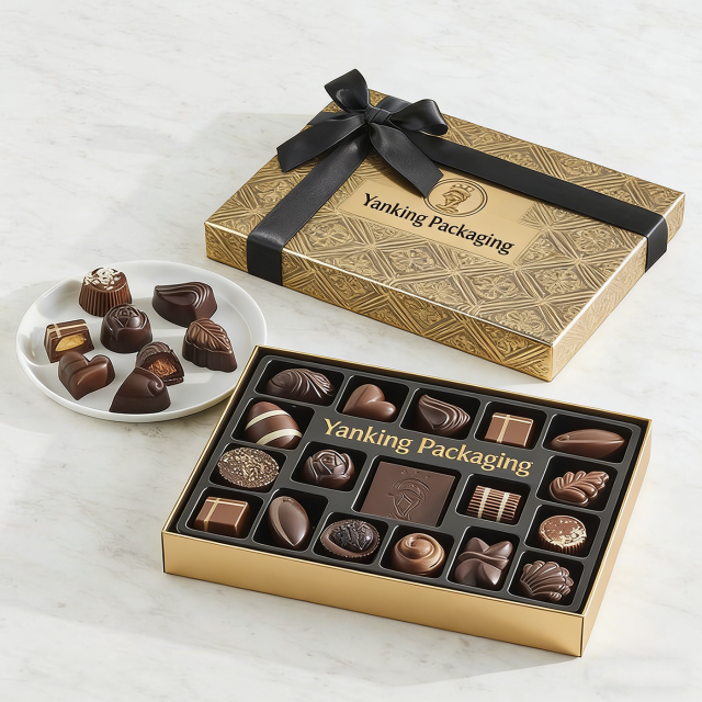 Custom Logo Eco Friendly Gold Foil Paper Chocolate Bar Packaging Box Gift Box Lid and Base Style Box Manufacturer