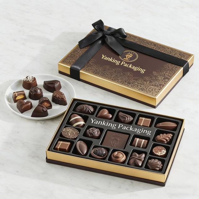 Custom Logo Eco Friendly Gold Foil Paper Chocolate Bar Packaging Box Gift Box Lid and Base Style Box Manufacturer