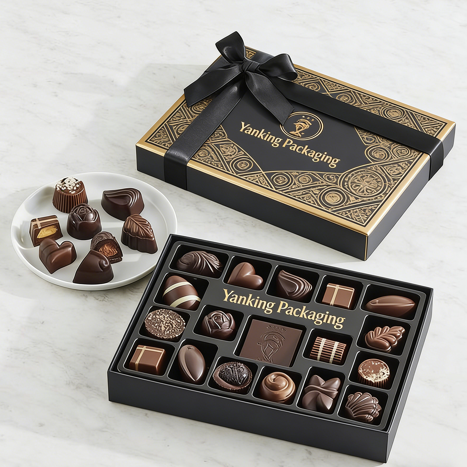Custom Logo Eco Friendly Gold Foil Paper Chocolate Bar Packaging Box Gift Box Lid and Base Style Box Manufacturer