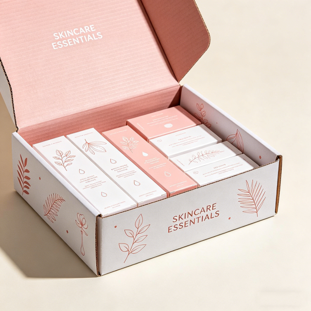 Custom Printed Logo Skincare Cosmetic Mailing Paper Packaging Boxes Hard Cardboard Corrugated Shipping Mailer Box