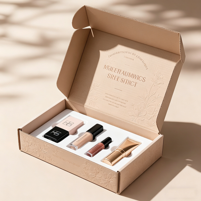 Custom Logo Beauty Makeup Brush Lip Gloss Skincare Corrugated Cardboard Shipping Mailer Paper Boxes Cosmetic Box Packaging