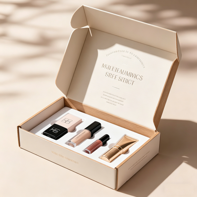 Custom Logo Beauty Makeup Brush Lip Gloss Skincare Corrugated Cardboard Shipping Mailer Paper Boxes Cosmetic Box Packaging