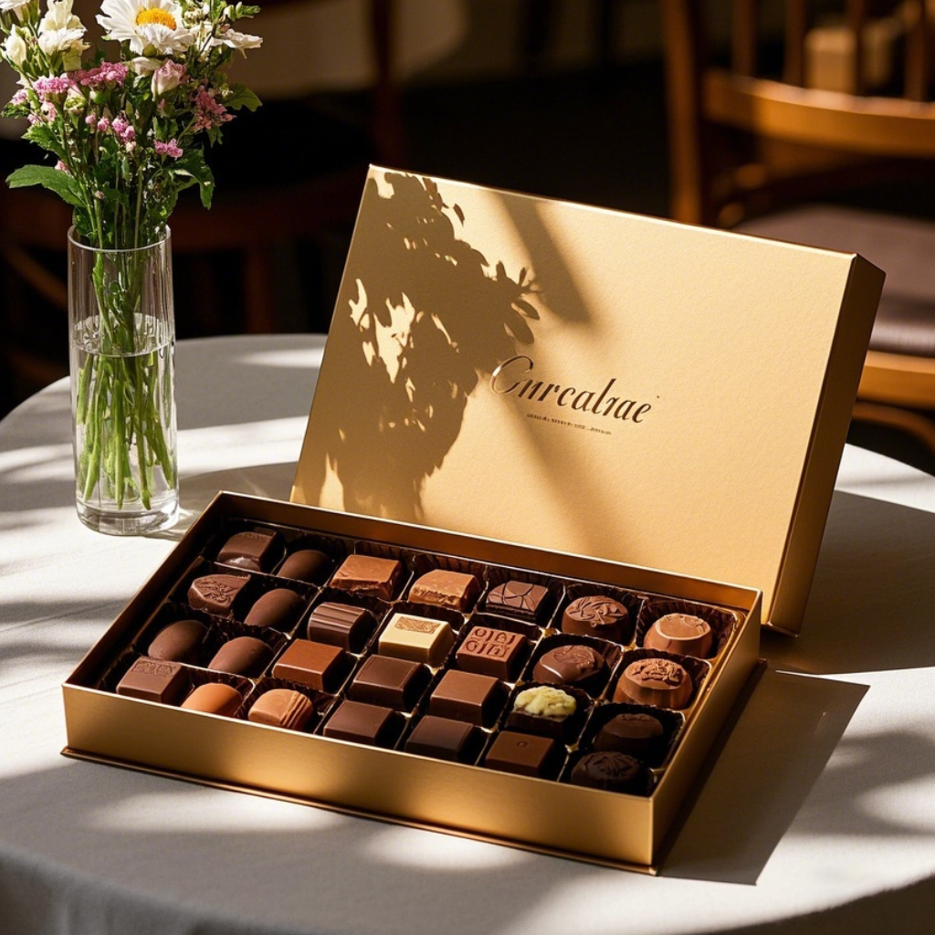Custom Luxury Brown Candy Chocolate Packaging Safe for Wedding Food Rigid Lid Paperboard Gift Box with Stamping Food Safe