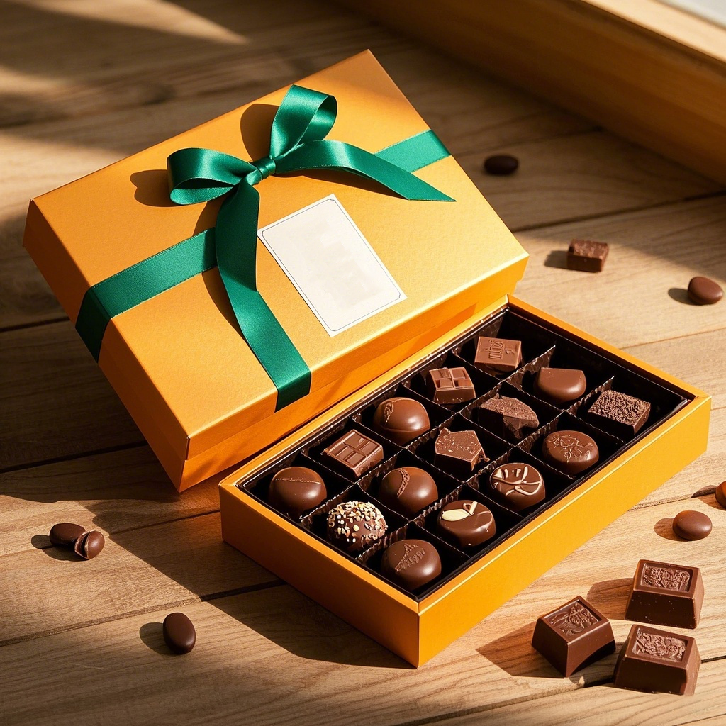 Custom Luxury Brown Candy Chocolate Packaging Safe for Wedding Food Rigid Lid Paperboard Gift Box with Stamping Food Safe