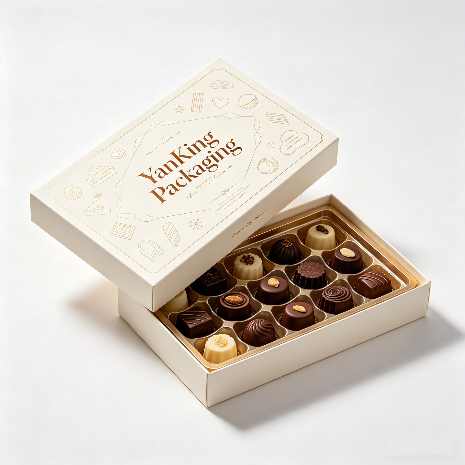 Custom High-End Chocolates Gift Box Packaging with Recycled Materials Lid and Base Magnetic Closure Pull-out Box