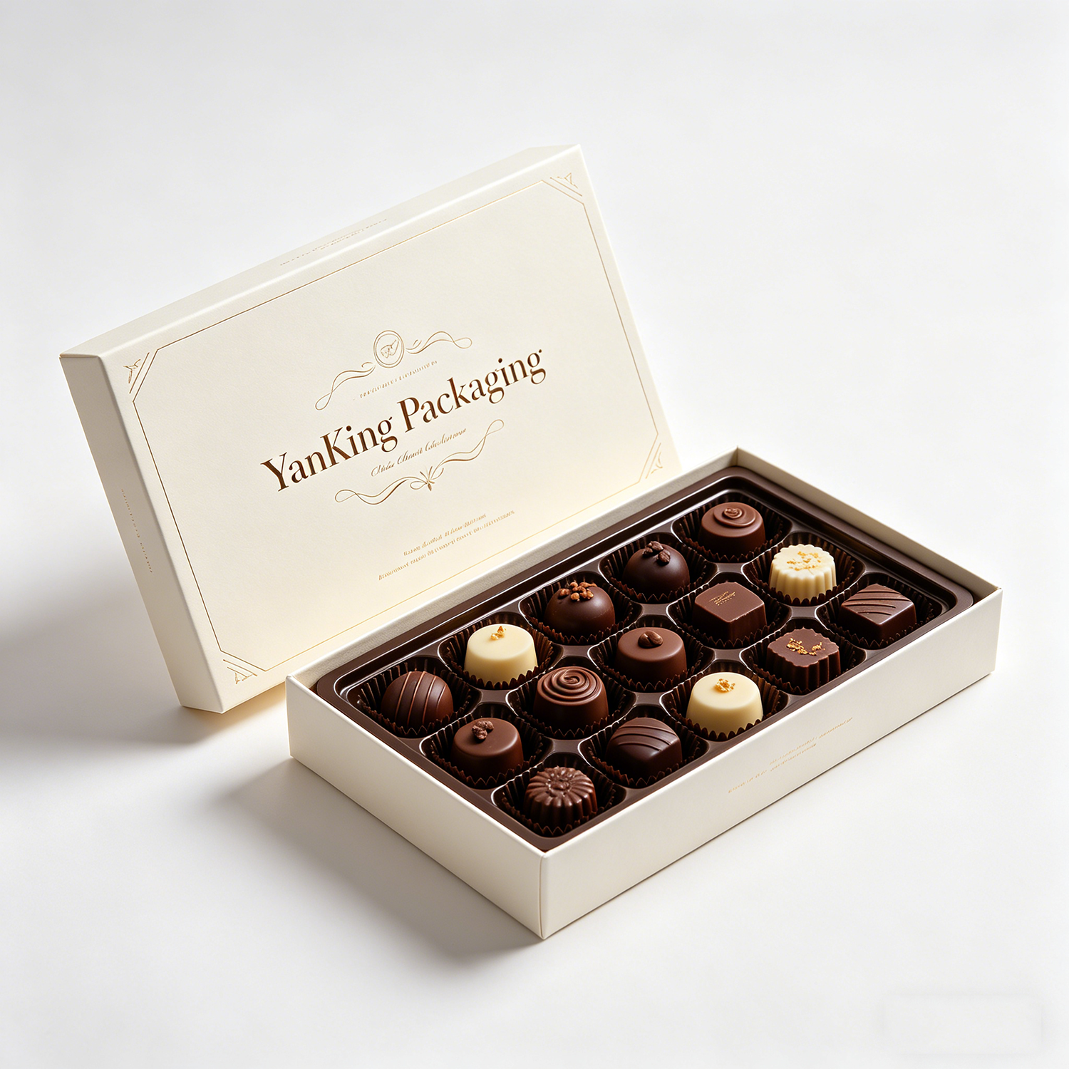 Custom High-End Chocolates Gift Box Packaging with Recycled Materials Lid and Base Magnetic Closure Pull-out Box