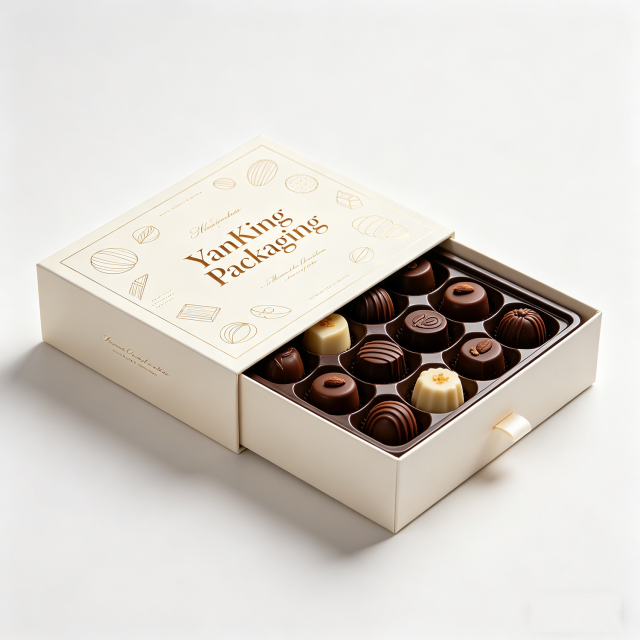 Custom High-End Chocolates Gift Box Packaging with Recycled Materials Lid and Base Magnetic Closure Pull-out Box