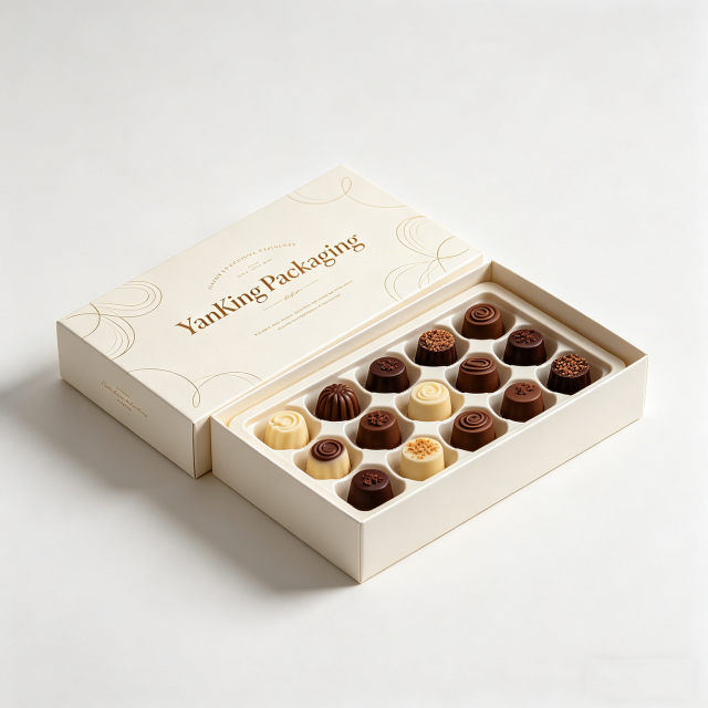 Custom High-End Chocolates Gift Box Packaging with Recycled Materials Lid and Base Magnetic Closure Pull-out Box