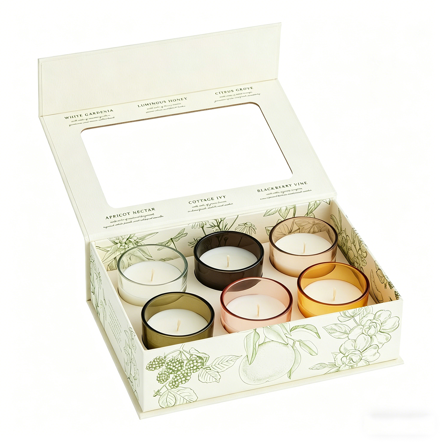 Recycled Foldable Brand Magnet Close Boxes Custom Printed Logo Luxury Gift Box Packaging for Candle Pack with Window