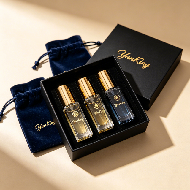 Eco-Friendly Paper Perfume Box Customized Gold Stamping LOGO Small Sliding Drawer Box with Sponge EVA Lining
