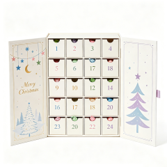 Custom Recycled Materials Chocolate Candy 24 Days Advent Calendar Rigid Gift Box Magnetic Closure Children Christmas Gift Box