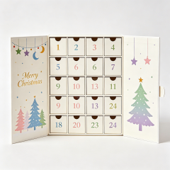 Custom Recycled Materials Chocolate Candy 24 Days Advent Calendar Rigid Gift Box Magnetic Closure Children Christmas Gift Box
