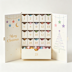 Custom Recycled Materials Chocolate Candy 24 Days Advent Calendar Rigid Gift Box Magnetic Closure Children Christmas Gift Box
