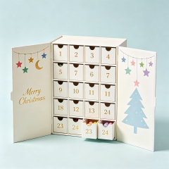 Custom Recycled Materials Chocolate Candy 24 Days Advent Calendar Rigid Gift Box Magnetic Closure Children Christmas Gift Box