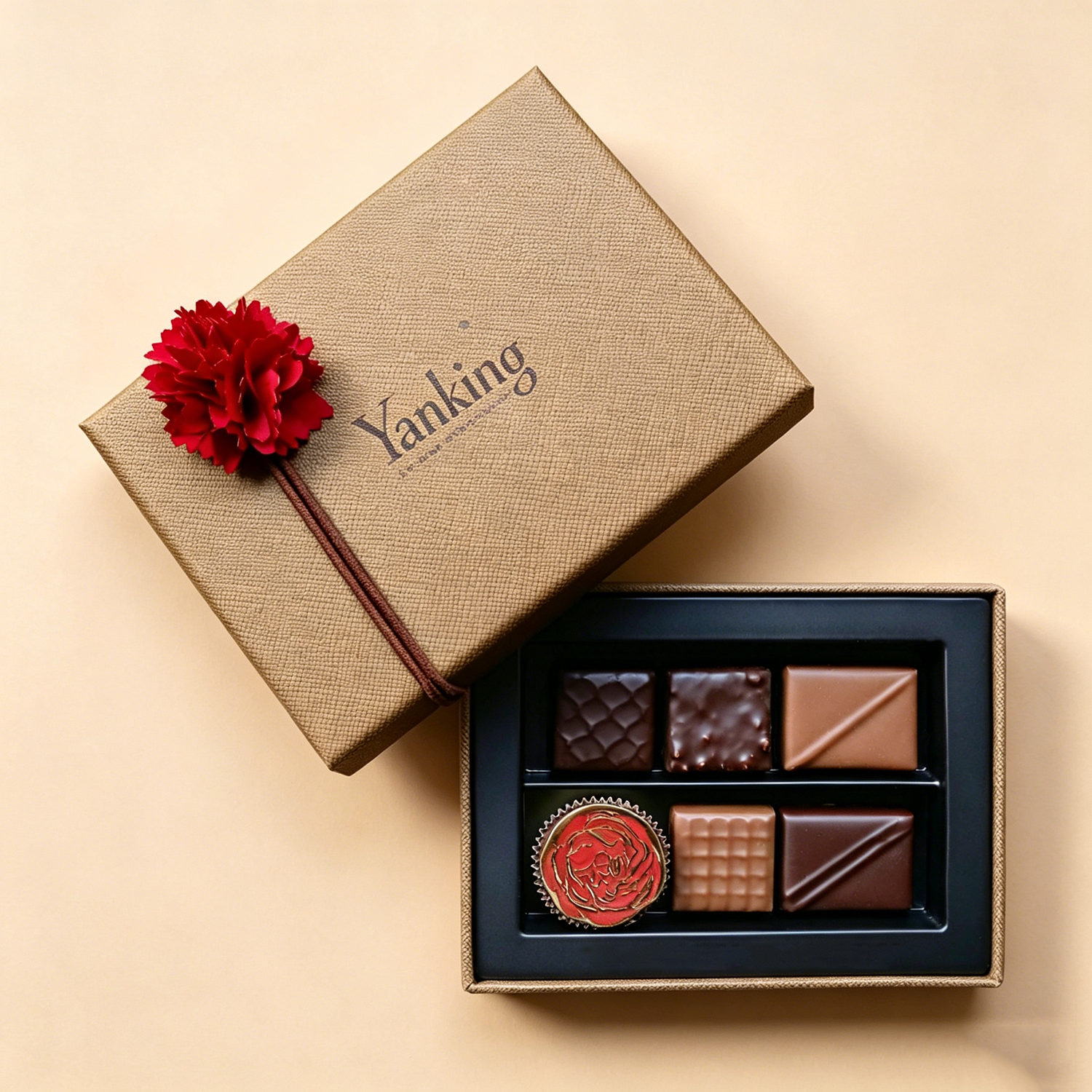 Custom Lid and Base Art Paper Chocolate Boxes Gold Foil Stamping Black Luxury Chocolate Candy Packaging for High-End Brands