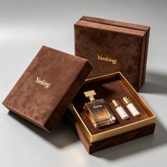 Custom Velvet Perfume Boxes Gold Foil Stamping & Gold Velvet Lining Luxury Cosmetics Packaging for High-End Brands